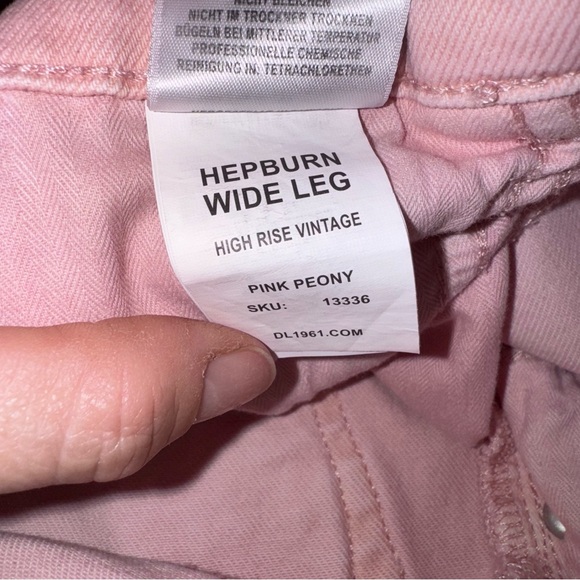 DL1961 Hepburn Wide Leg high waist vintage Pink Peony Jeans Size 26 - Picture 12 of 13